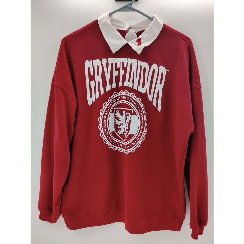 Harry Potter Gryffindor Maroon Collared Sweatshirt Large Wizarding‎ World L/G